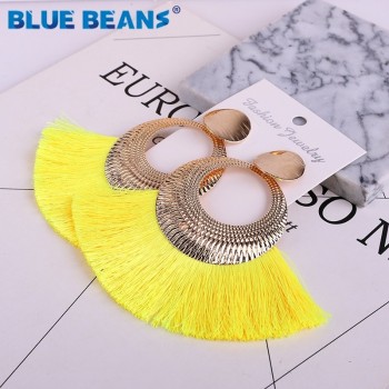 Tassel earrings bohemian statement luxury long earring handmade gifts for women geometric fringe fashion drop christmas big star
