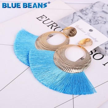 Tassel earrings bohemian statement luxury long earring handmade gifts for women geometric fringe fashion drop christmas big star