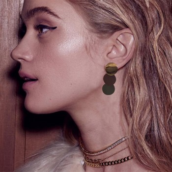 XIYANIKE Elegant Round Metal Uneven Earrings for Women 2018 New Geometric Alloy Earrings Fashion Jewelry Gift 3 Colors E249