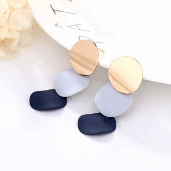 XIYANIKE Elegant Round Metal Uneven Earrings for Women 2018 New Geometric Alloy Earrings Fashion Jewelry Gift 3 Colors E249