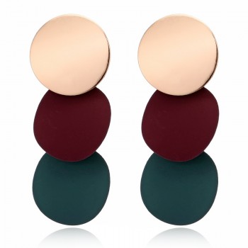 XIYANIKE Elegant Round Metal Uneven Earrings for Women 2018 New Geometric Alloy Earrings Fashion Jewelry Gift 3 Colors E249