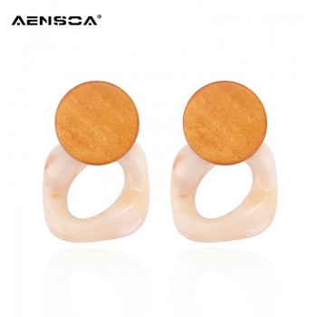 AENSOA Fashion Big Resin Drop Earrings For Women 2019 New Acetic Acid Large Korea Square Earrings Trendy Wood Geometric Jewelry