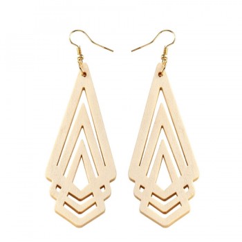 YULUCH Natural Wooden Earrings Geometrica Hollow Triangle Personality Simple Style Fashion Jewelry For Woman Girls Prom Party