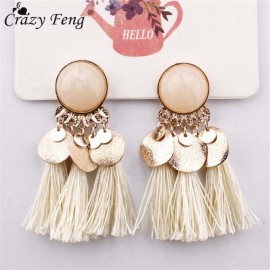 Crazy Feng Boho Tassel Earrings For Women 2018 Fashion Statement Jewelry Sequins Opal Drop Earrings Pendientes oorbellen Bijoux
