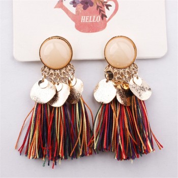 Crazy Feng Boho Tassel Earrings For Women 2018 Fashion Statement Jewelry Sequins Opal Drop Earrings Pendientes oorbellen Bijoux