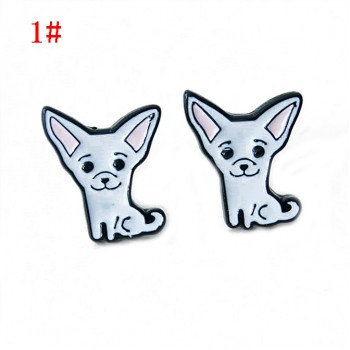 EUPNHY 2Pcs/Set Lovely Beagle Hound Bull Terrier Dog Stud Earring for Women Girls Fashion Cartoon Animal Earrings Jewelry