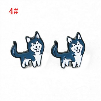 EUPNHY 2Pcs/Set Lovely Beagle Hound Bull Terrier Dog Stud Earring for Women Girls Fashion Cartoon Animal Earrings Jewelry