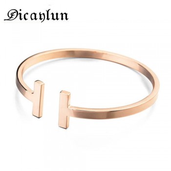 DICAYLUN women stainless steel bangle C cuff bangles silver open bracelet T charms t bracelet