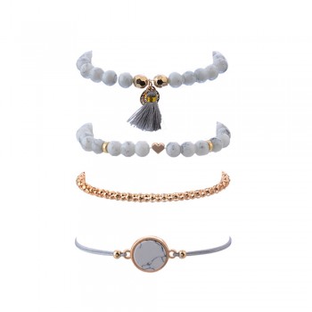 DIEZI Bohemian Handmade Weave Heart Long Tassel Bracelet Sets Women 2018 New Grey Rope Chain Bracelets Jewelry Christmas Gift