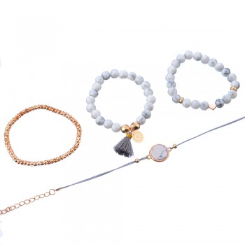 DIEZI Bohemian Handmade Weave Heart Long Tassel Bracelet Sets Women 2018 New Grey Rope Chain Bracelets Jewelry Christmas Gift