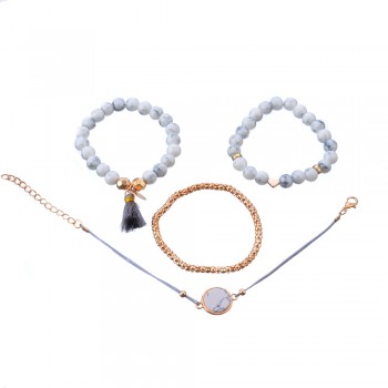 DIEZI Bohemian Handmade Weave Heart Long Tassel Bracelet Sets Women 2018 New Grey Rope Chain Bracelets Jewelry Christmas Gift