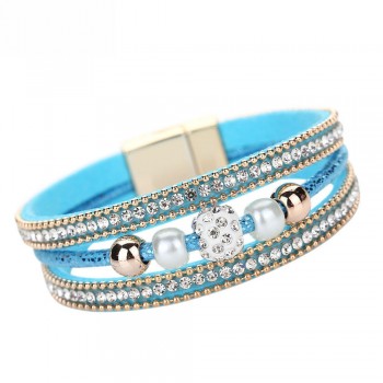 OTOKY Hot Sale 2018 1pc Fashion Women Multilayer Bangle Bracelet Crystal Beaded Leather Magnetic Wristband Drop Shipping Mar5