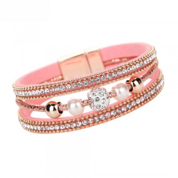 OTOKY Hot Sale 2018 1pc Fashion Women Multilayer Bangle Bracelet Crystal Beaded Leather Magnetic Wristband Drop Shipping Mar5