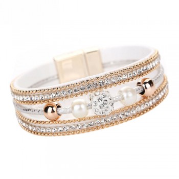 OTOKY Hot Sale 2018 1pc Fashion Women Multilayer Bangle Bracelet Crystal Beaded Leather Magnetic Wristband Drop Shipping Mar5