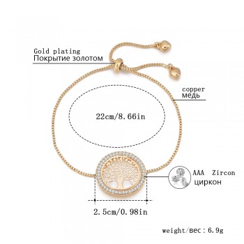 2018 New pulseira mujer moda Clear Crystal Gold Charm Bracelets Bangles For Women Tree of Life Adjustable Bracelet Jewelry Gift