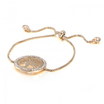 2018 New pulseira mujer moda Clear Crystal Gold Charm Bracelets Bangles For Women Tree of Life Adjustable Bracelet Jewelry Gift
