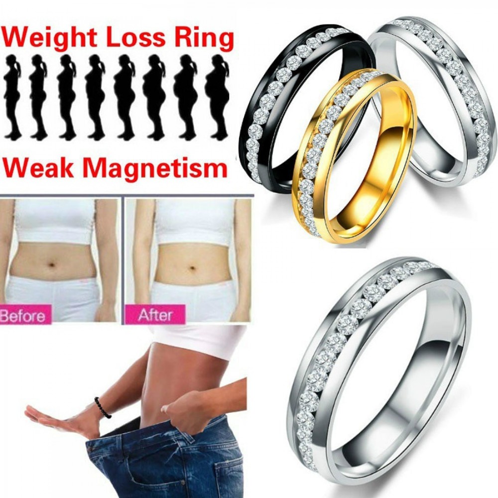 2018 Fashion Jewelry New Slimming Healthy Magnetic Therapy Healthcare Weight Loss Ring Crystal Stainless Steel Rings For Women