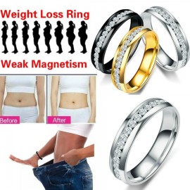 2018 Fashion Jewelry New Slimming Healthy Magnetic Therapy Healthcare Weight Loss Ring Crystal Stainless Steel Rings For Women