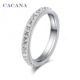 CACANA  Stainless Steel Rings For Women Small CZ  Surround Fashion Jewelry Wholesale NO.R19