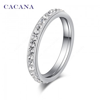 CACANA  Stainless Steel Rings For Women Small CZ  Surround Fashion Jewelry Wholesale NO.R19
