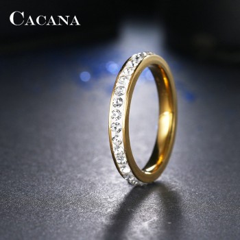 CACANA  Stainless Steel Rings For Women Small CZ  Surround Fashion Jewelry Wholesale NO.R19