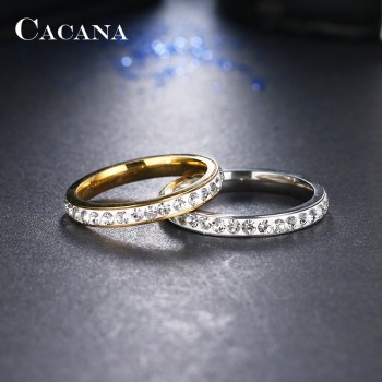 CACANA  Stainless Steel Rings For Women Small CZ  Surround Fashion Jewelry Wholesale NO.R19