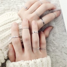 10PCS/SET 2018 Fashion Simple Design Vintage Gold Silver Color Joint Rings Sets for Women Jewelry J7213