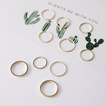 10PCS/SET 2018 Fashion Simple Design Vintage Gold Silver Color Joint Rings Sets for Women Jewelry J7213