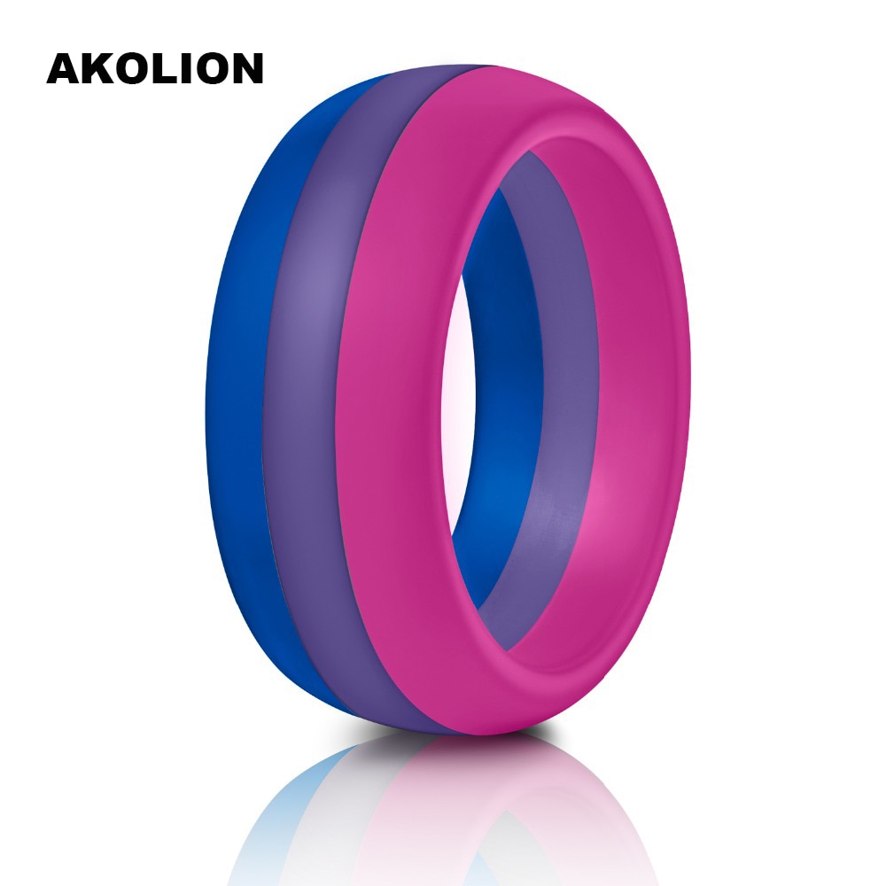 1PCS Woman Bisexual Pride Ring New Silicone Wedding Round Solid Environmental Cool Comfortable Rings