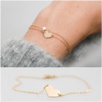 2pcs/set 2019 New Minimalsm Slim Gold Chain Heart Pearl Charm Bracelets For Lady Womens Cute Romantic Bracelets Set Jewelry