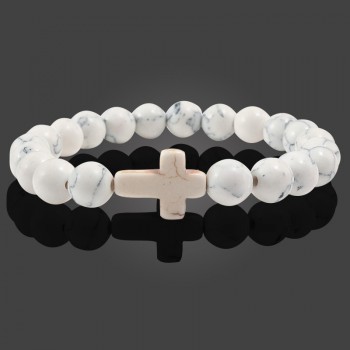 Charm Natural Stone Bracelet Cross Black Lava Matte Beaded Bracelets Handmade Men Women Prayer Fitness Chain Couple Jewelry Gift