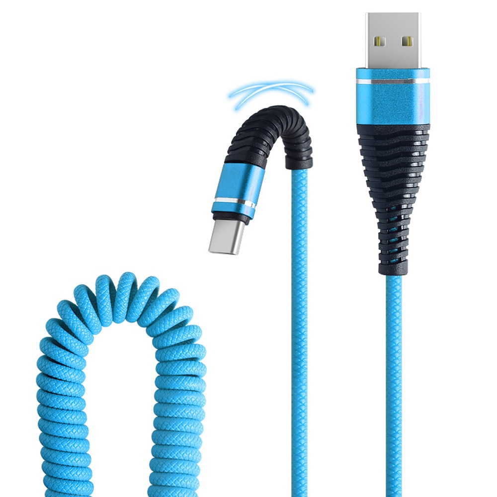 2018 personality spring Type-C Fish Tail Spring Durable Cable Data Fast Charging For Smart Phone