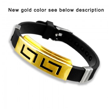 2018 Explosion models Fashion Wristband black Punk Rubber Silicone Stainless Steel Men Bracelets Bangles pulseras hombre caucho