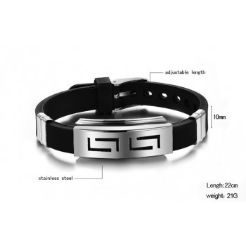 2018 Explosion models Fashion Wristband black Punk Rubber Silicone Stainless Steel Men Bracelets Bangles pulseras hombre caucho