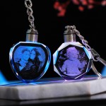 Custom K9 Crystal Key Chain Personalized Photo Pendant Picture DIY Key Ring Laser Engraved LED Light Keychain Unique Gift