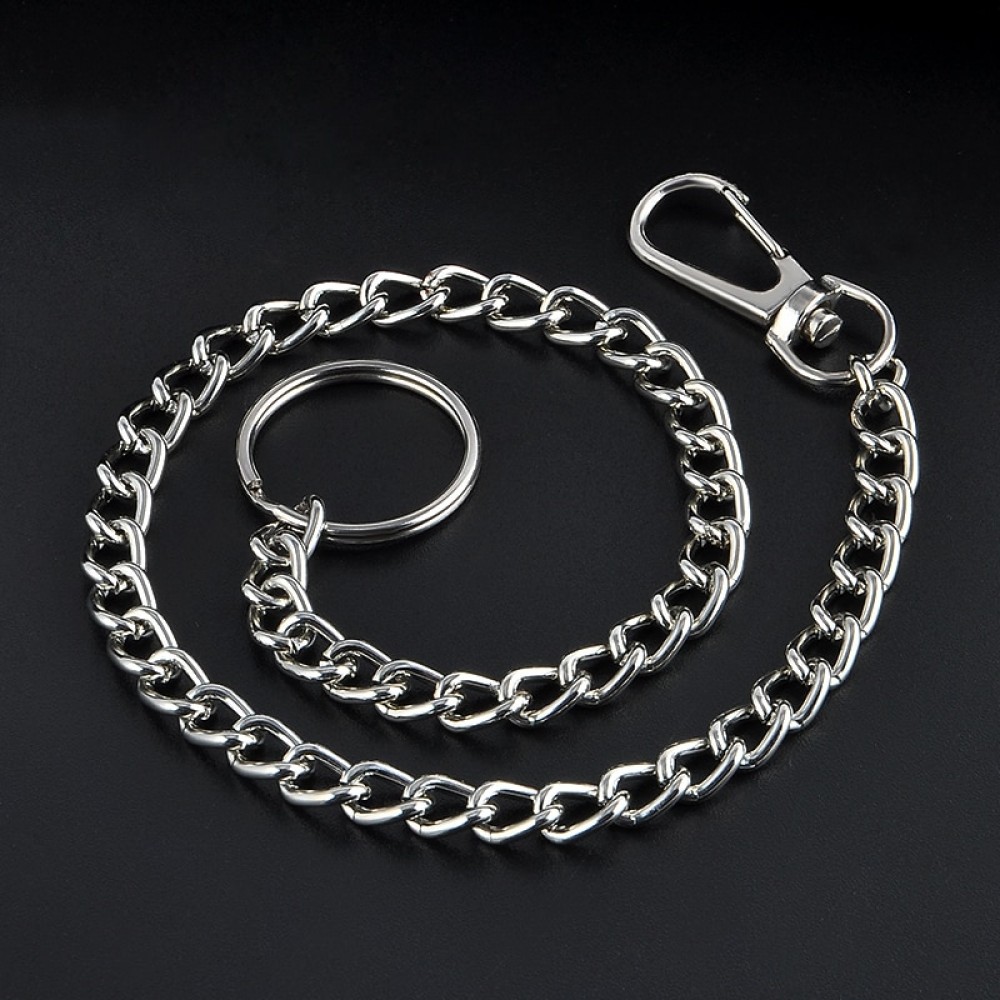 38cm Long Metal Keyring Keychain Silver Chain Hipster Pant Jean Key Wallet Belt Ring Clip Mens HipHop Jewelry Free shipping