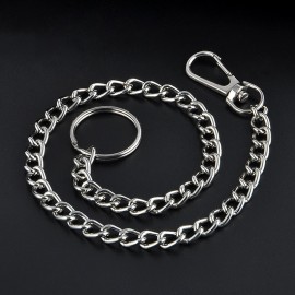38cm Long Metal Keyring Keychain Silver Chain Hipster Pant Jean Key Wallet Belt Ring Clip Mens HipHop Jewelry Free shipping