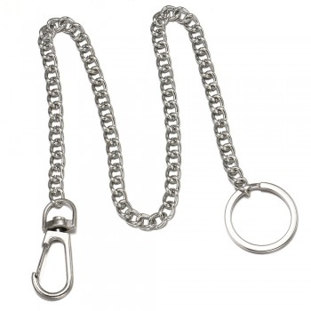 38cm Long Metal Keyring Keychain Silver Chain Hipster Pant Jean Key Wallet Belt Ring Clip Mens HipHop Jewelry Free shipping