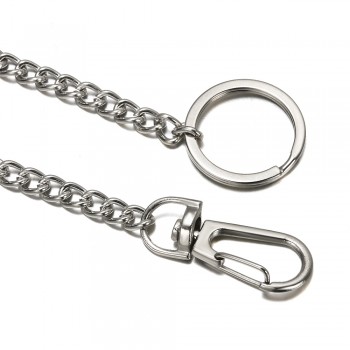 38cm Long Metal Keyring Keychain Silver Chain Hipster Pant Jean Key Wallet Belt Ring Clip Mens HipHop Jewelry Free shipping