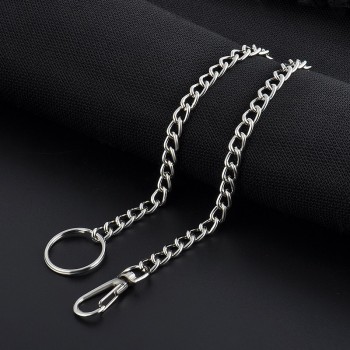 38cm Long Metal Keyring Keychain Silver Chain Hipster Pant Jean Key Wallet Belt Ring Clip Mens HipHop Jewelry Free shipping