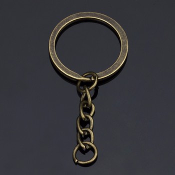 LOULEUR 20 pcs/lot Key Chain Key Ring Bronze Rhodium Gold Color 28mm Long Round Split Keyrings Keychain Jewelry Making Wholesale