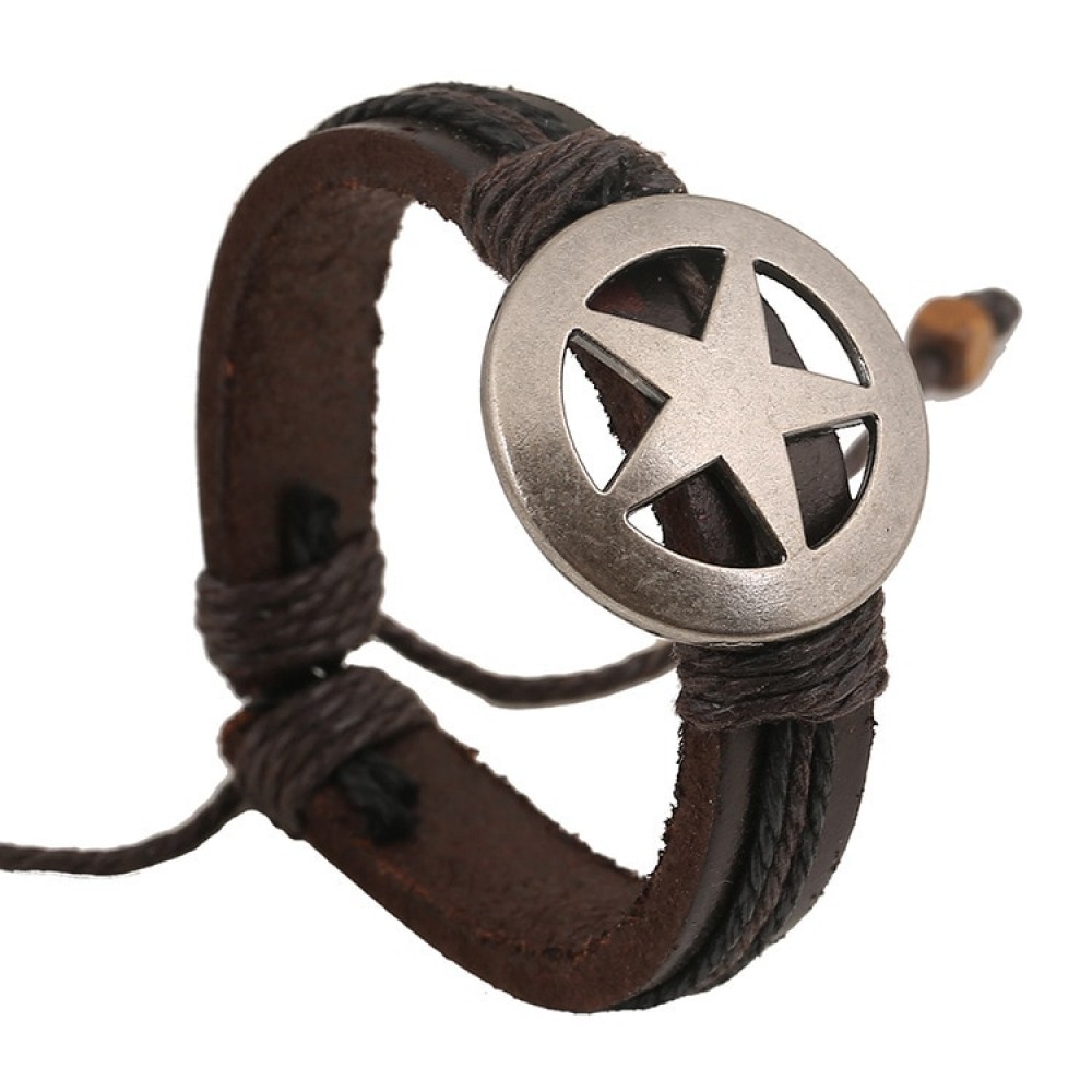 Fashion Genuine Leather Retro Punk Brown Bracelets amp; Bangle for Women Men Jewelry Accessory