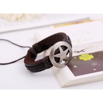Fashion Genuine Leather Retro Punk Brown Bracelets amp; Bangle for Women Men Jewelry Accessory