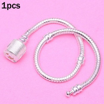 Boosbiy Luxury Crystal Heart Shape Clasp Snake chain Charm Bracelet Fit Pandora Bracelets For Girl/Boy DIY Making Jewelry SA28