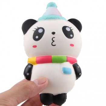 2018 New Cute Cartoon Christmas Panda Squishy Jumbo Slow Rising Phone Strap Soft Squeeze Kawaii Charms Cake Ice Cream Kid Gifts