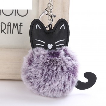 OTOKY Hot Sale 1pc 8CM Cute Cat Keychain Pendant Women Key Ring Holder Pompoms Key Chains For Gift Dropshipping Mar16