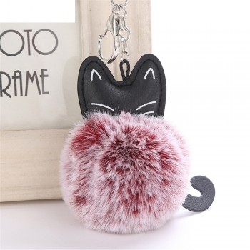 OTOKY Hot Sale 1pc 8CM Cute Cat Keychain Pendant Women Key Ring Holder Pompoms Key Chains For Gift Dropshipping Mar16