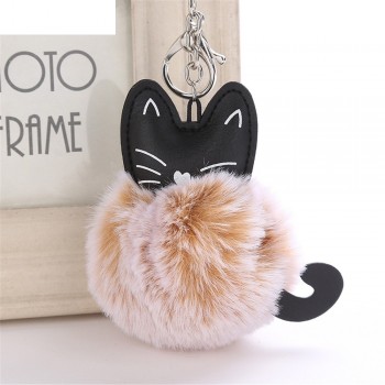 OTOKY Hot Sale 1pc 8CM Cute Cat Keychain Pendant Women Key Ring Holder Pompoms Key Chains For Gift Dropshipping Mar16