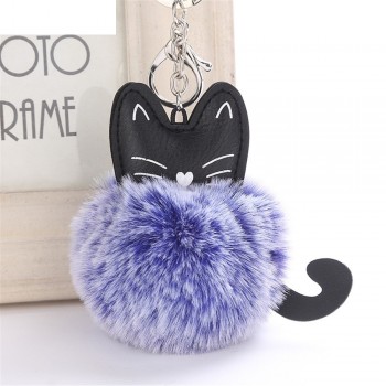 OTOKY Hot Sale 1pc 8CM Cute Cat Keychain Pendant Women Key Ring Holder Pompoms Key Chains For Gift Dropshipping Mar16