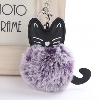 OTOKY Hot Sale 1pc 8CM Cute Cat Keychain Pendant Women Key Ring Holder Pompoms Key Chains For Gift Dropshipping Mar16